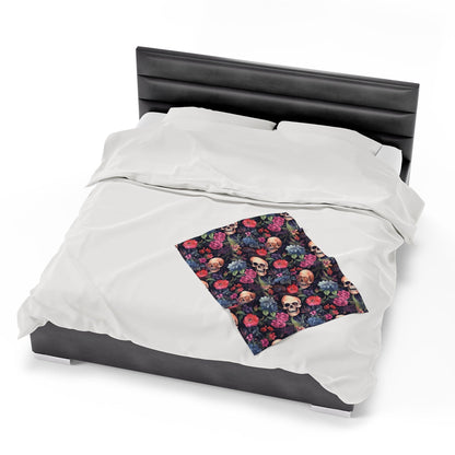 Skulls and Flowers Throw Blanket