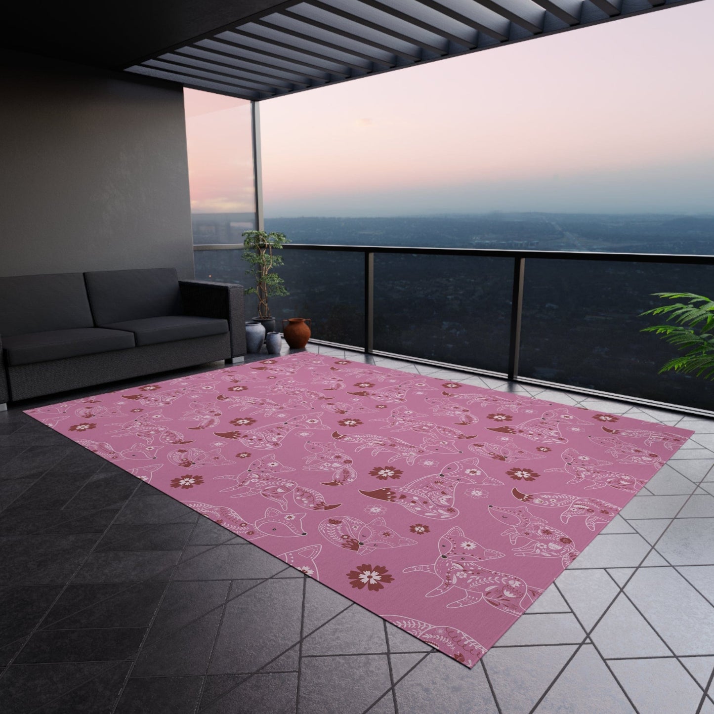 Pink Fox Nursery Rug