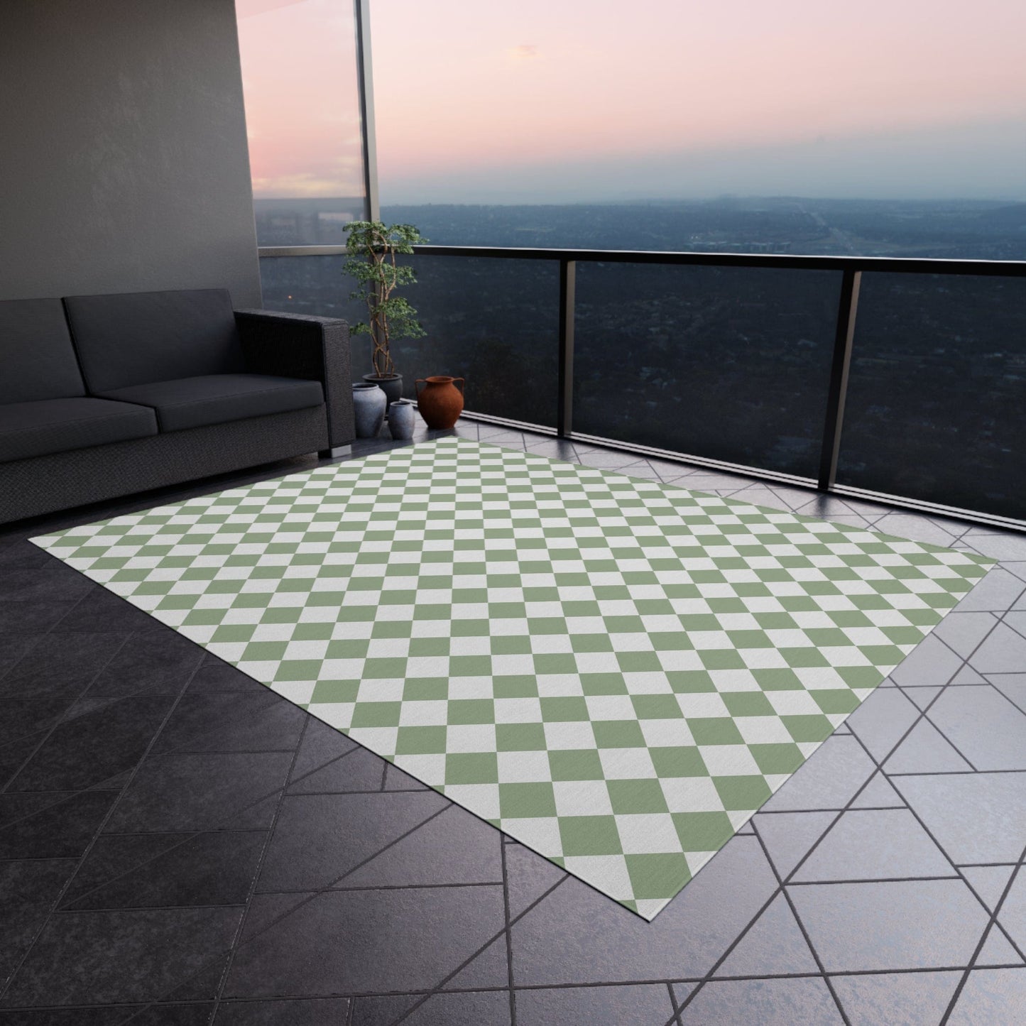 Green Checkered Rug