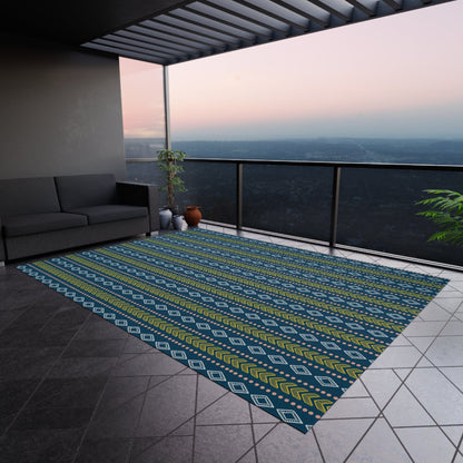 Green Blue Geometric Rug