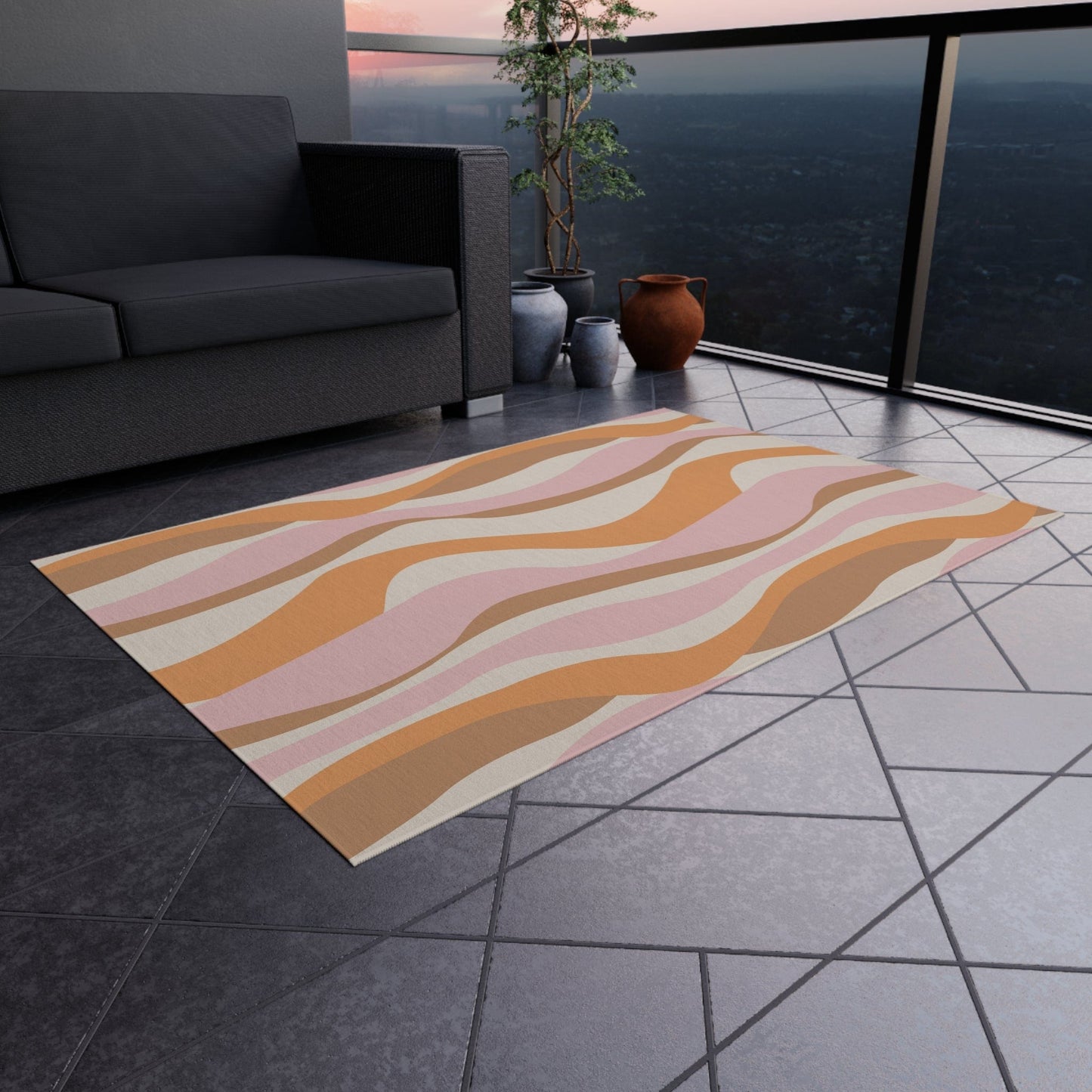 Pink Wavy Rug