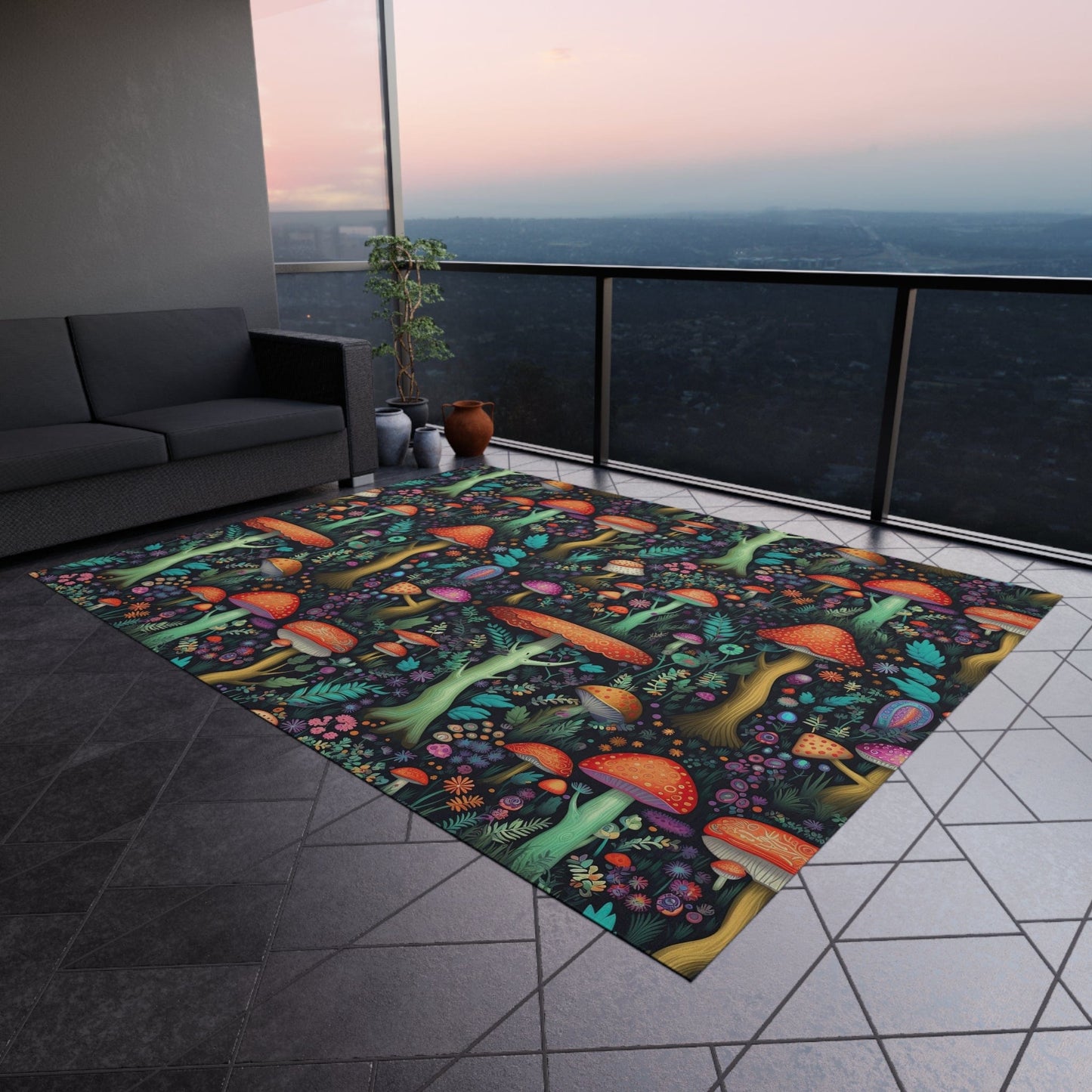 Trippy Mushroom Rug