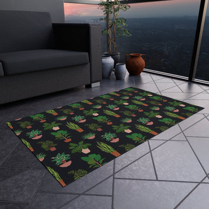 Black Plant Rug