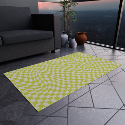 Groovy Green Checkered Rug