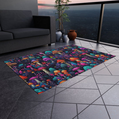 Colorful Trippy Mushroom Rug