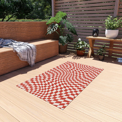 Groovy Red Checkered Rug