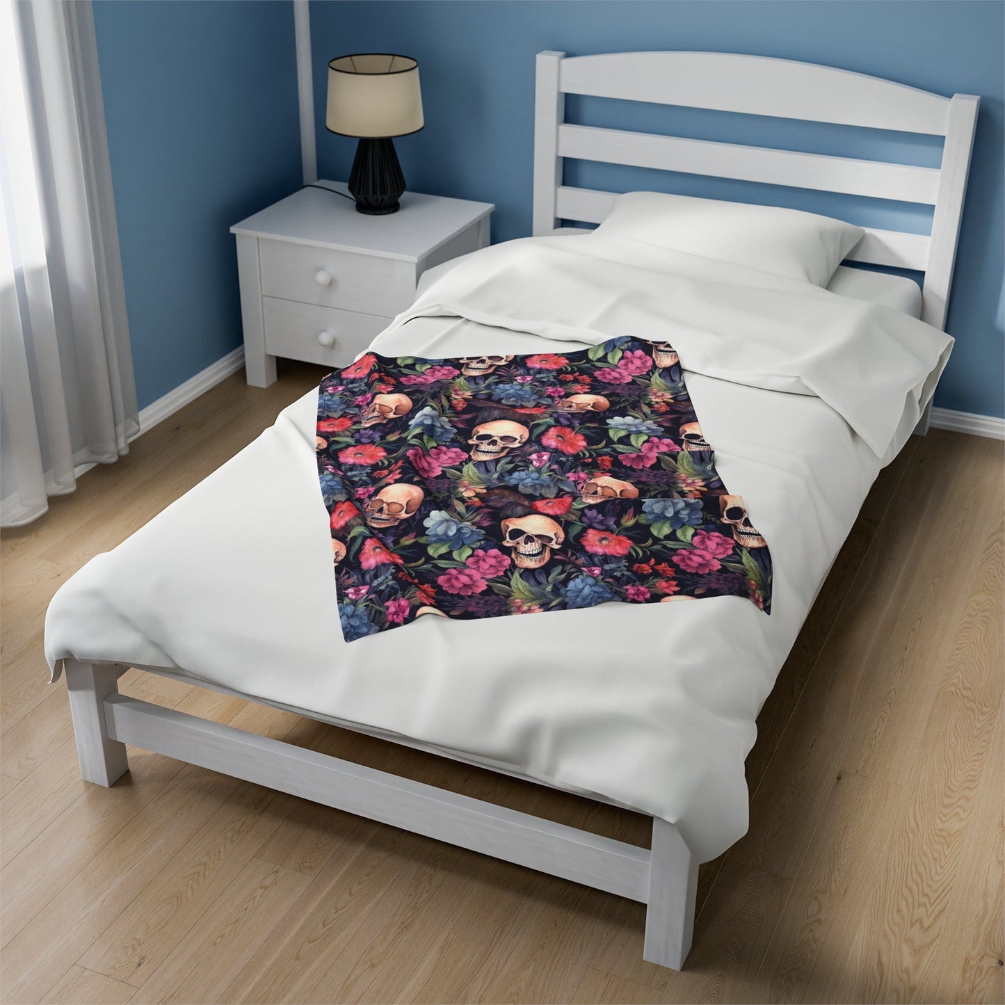 Skulls and Flowers Throw Blanket