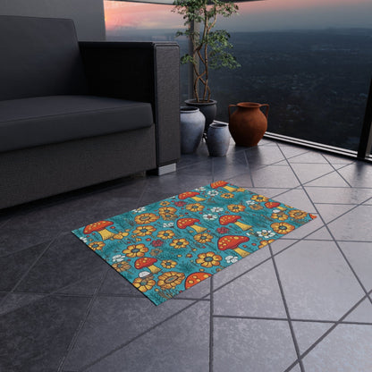 Colorful Mushroom Flower Rug