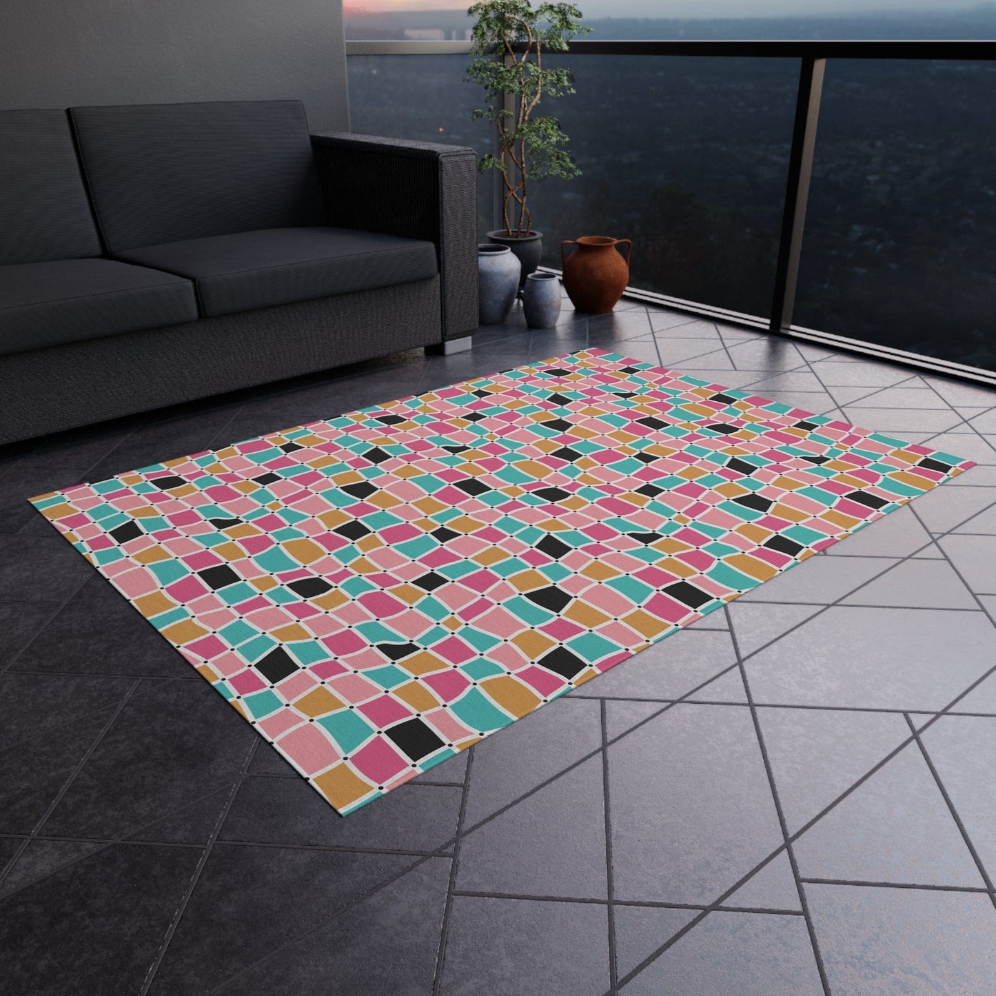 Retro Colorful Mosaic Rug