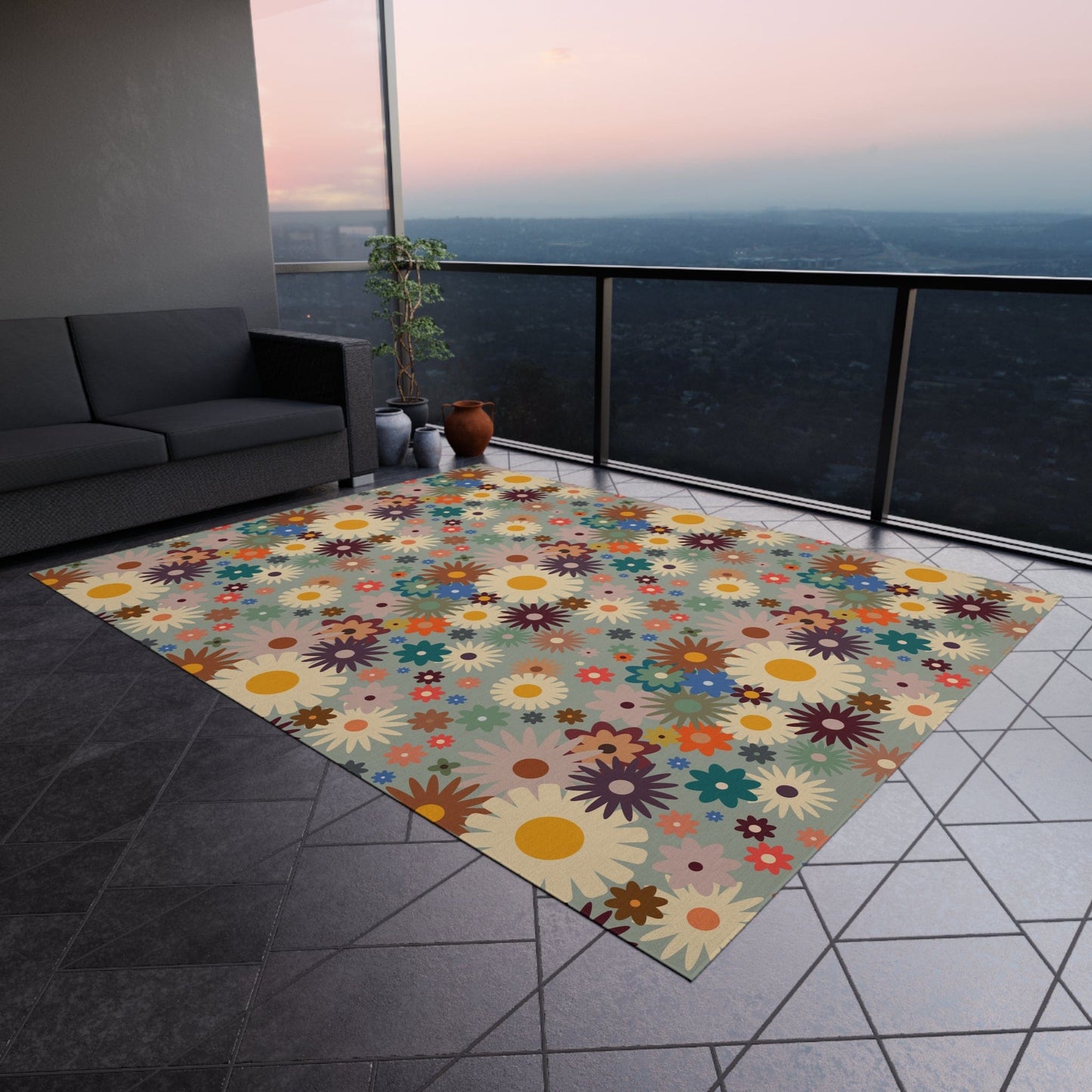 Hippie Daisy Floral Rug