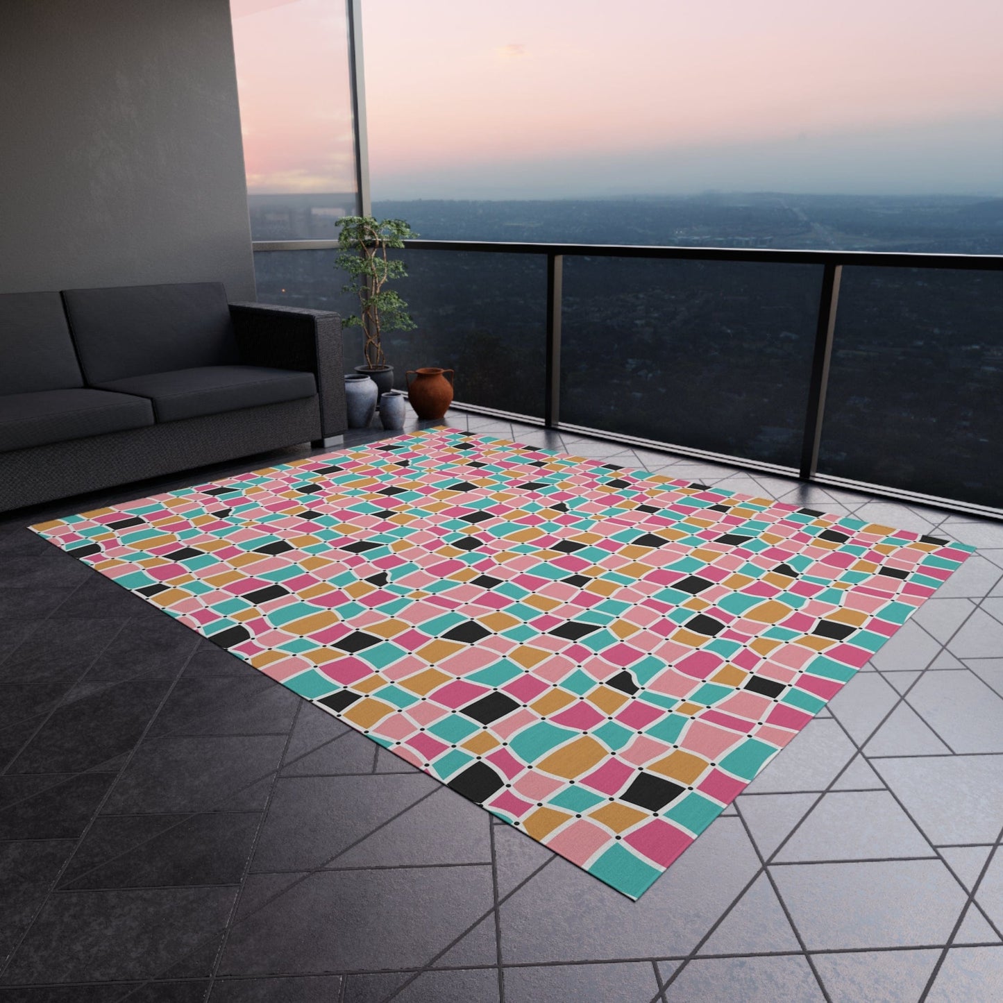 Retro Colorful Mosaic Rug