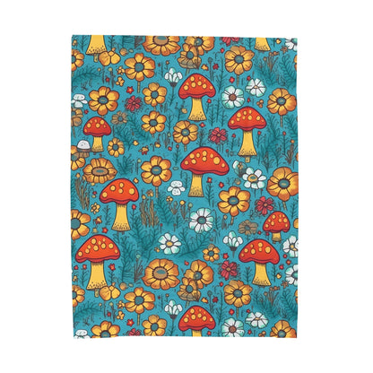 Cute Blue Mushroom Throw Blanket