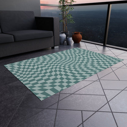 Groovy Blue Checkered Rug