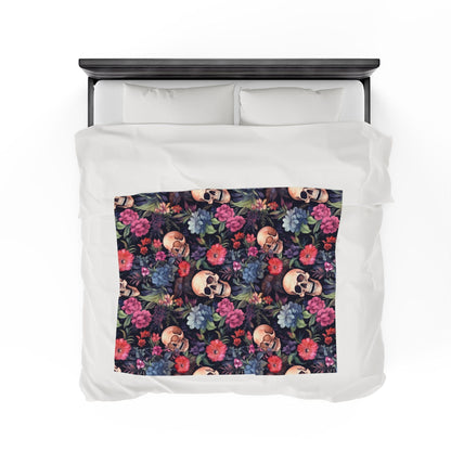 Skulls and Flowers Throw Blanket