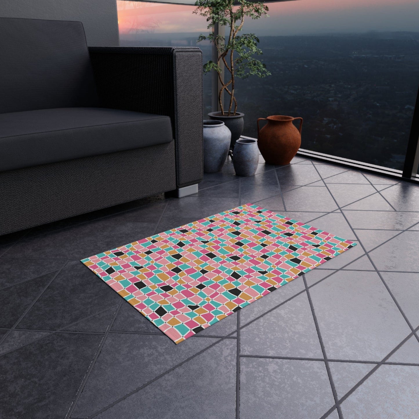 Retro Colorful Mosaic Rug