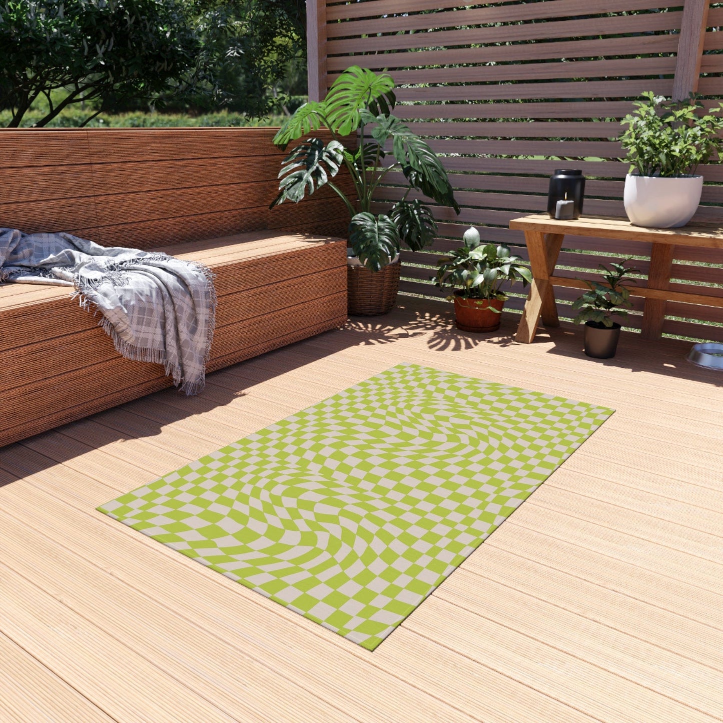 Groovy Green Checkered Rug