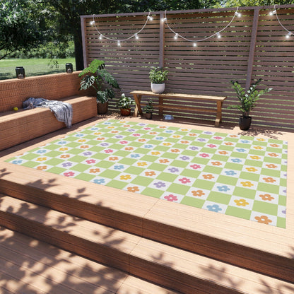 Colorful Retro Flower Rug