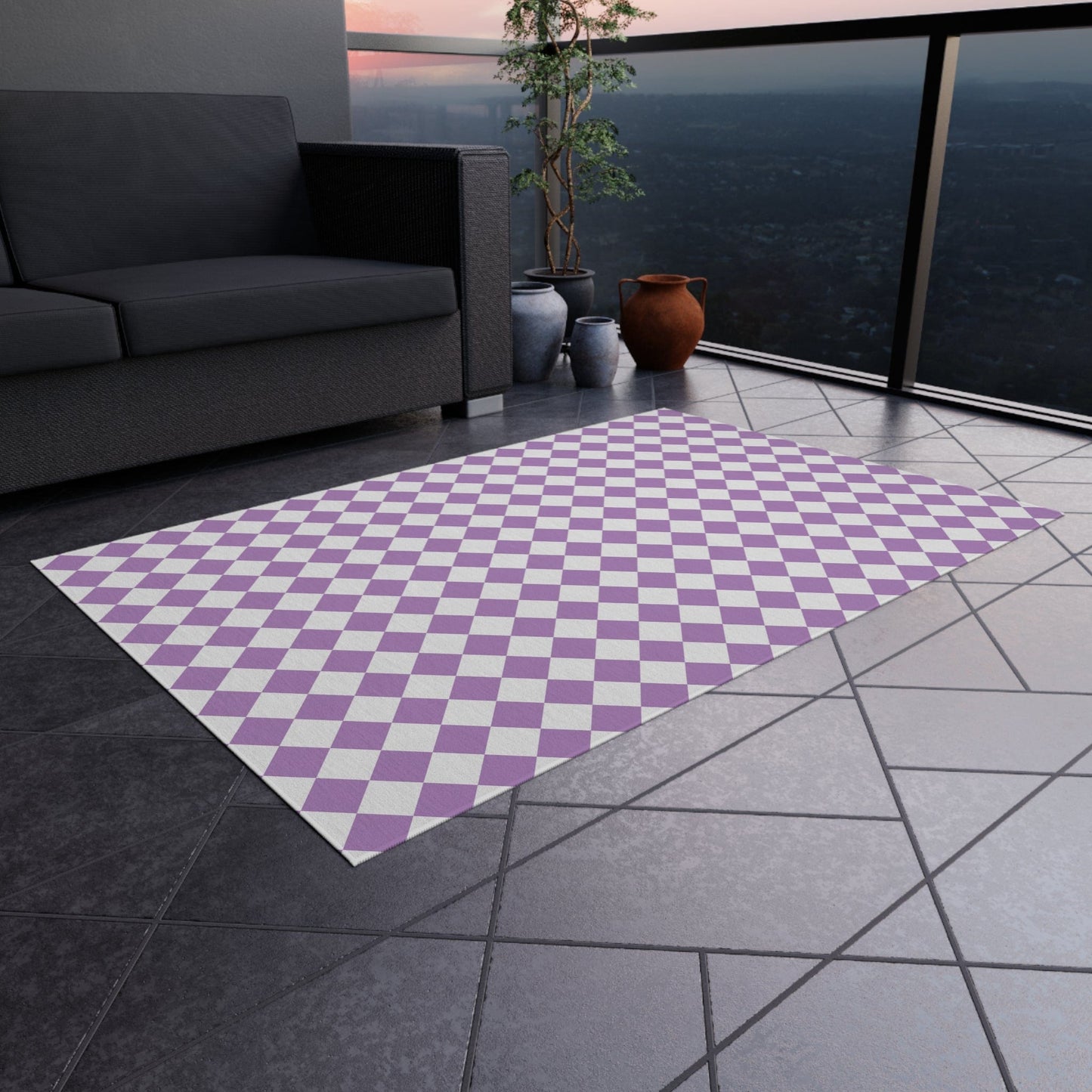 Purple Checkered Rug