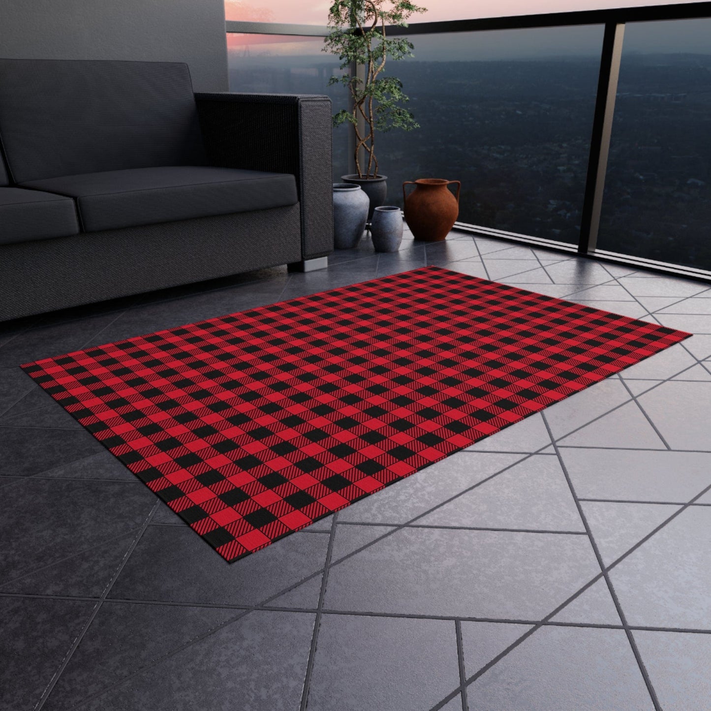 Red Plaid Rug