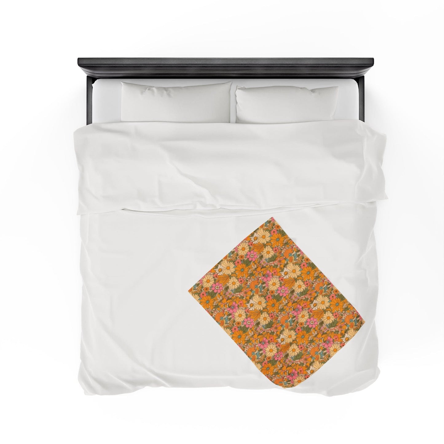 Orange Flower Hippie Throw Blanket