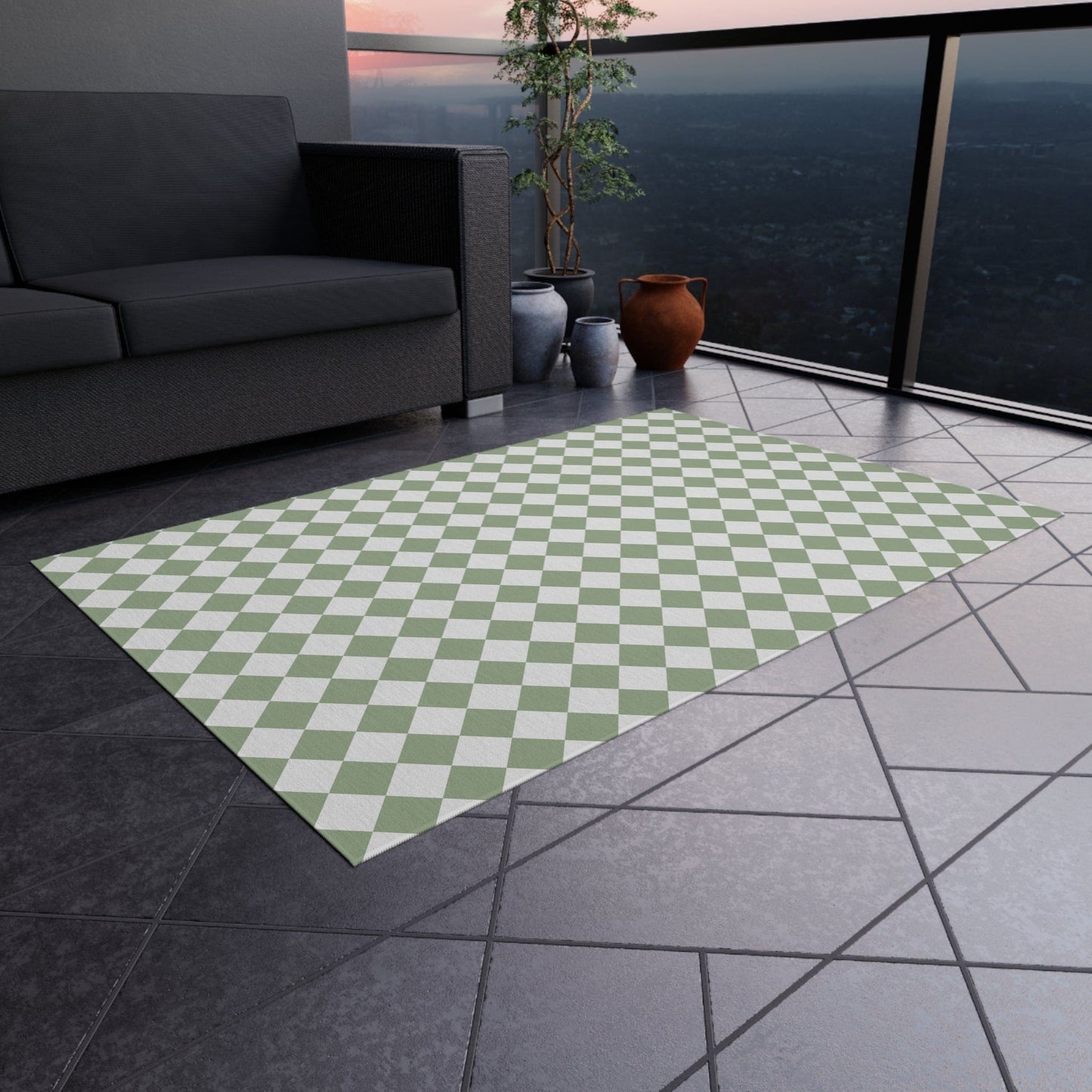 Green Checkered Rug