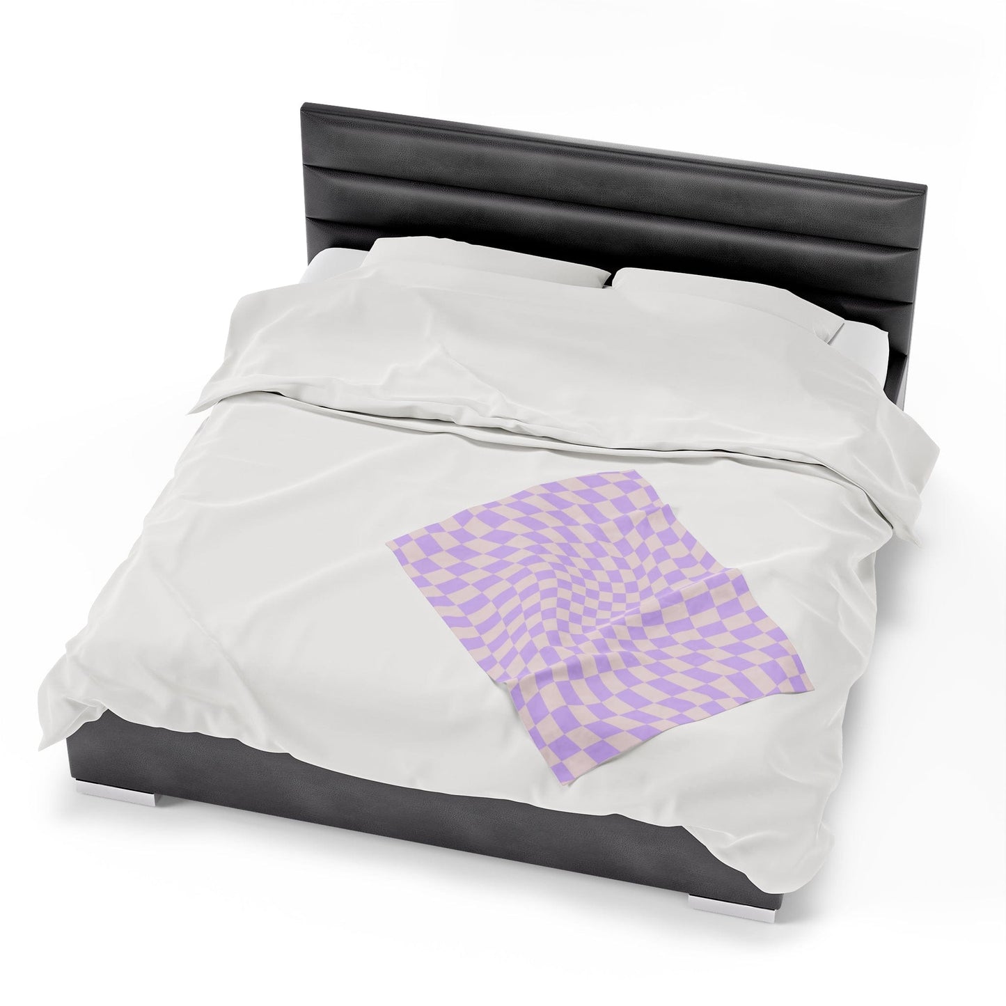 Retro Purple Checkered Throw Blanket