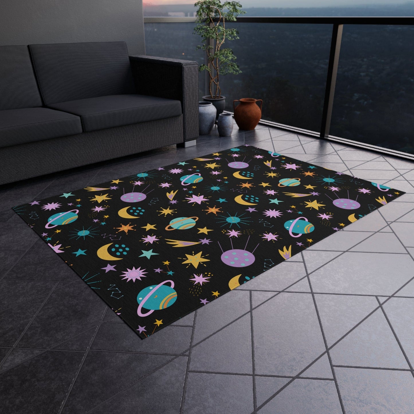 Cute Space Playroom Rug