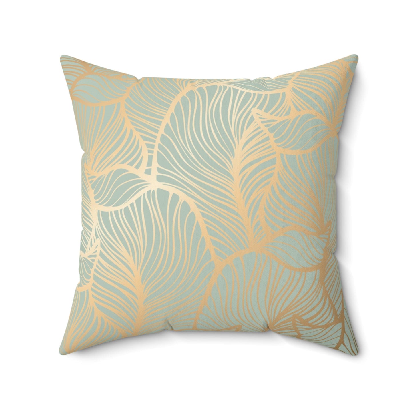 Sage Green Gold Leaf Pillow