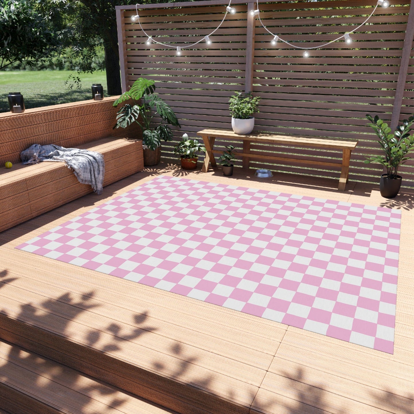 Pink Checkered Rug