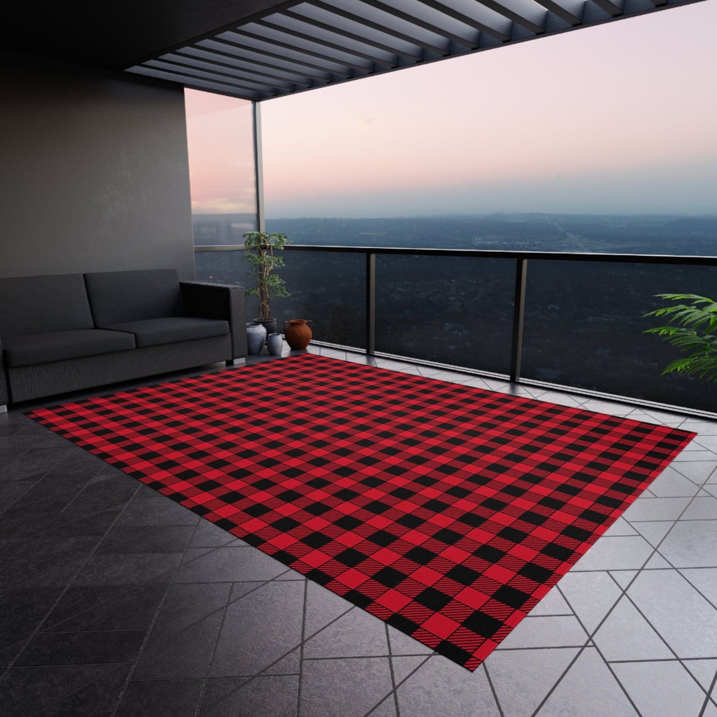 Red Plaid Rug