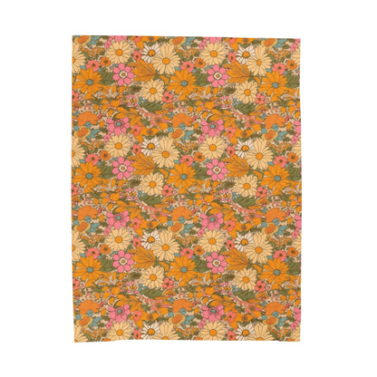 Orange Flower Hippie Throw Blanket