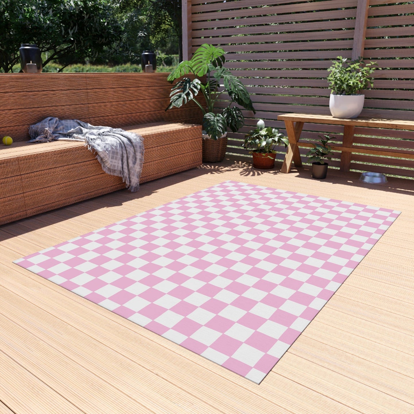 Pink Checkered Rug