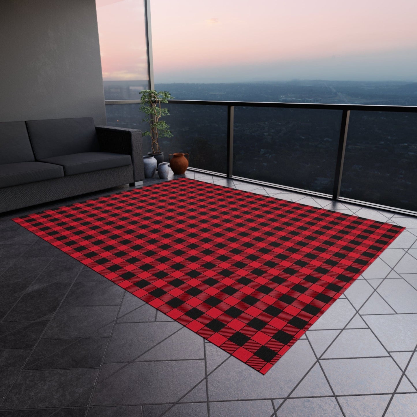 Red Plaid Rug