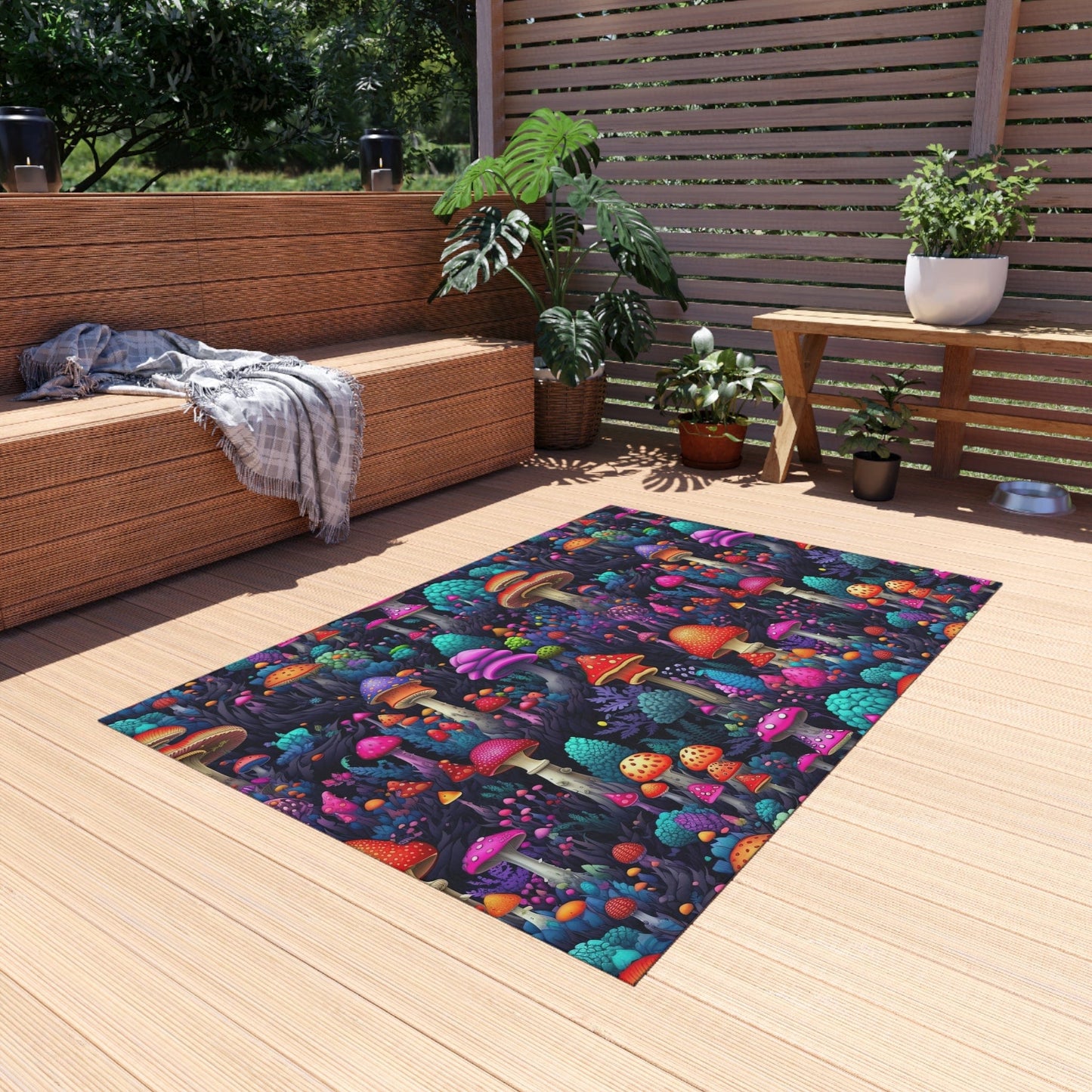 Colorful Trippy Mushroom Rug