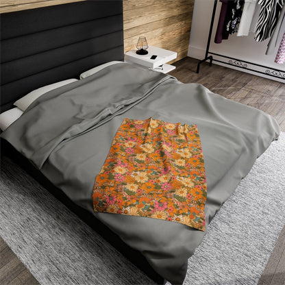 Orange Flower Hippie Throw Blanket