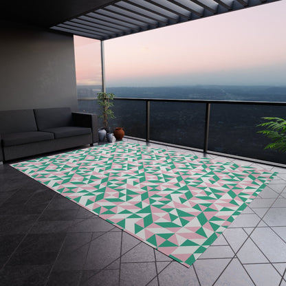 Green and Pink Geometric Rug