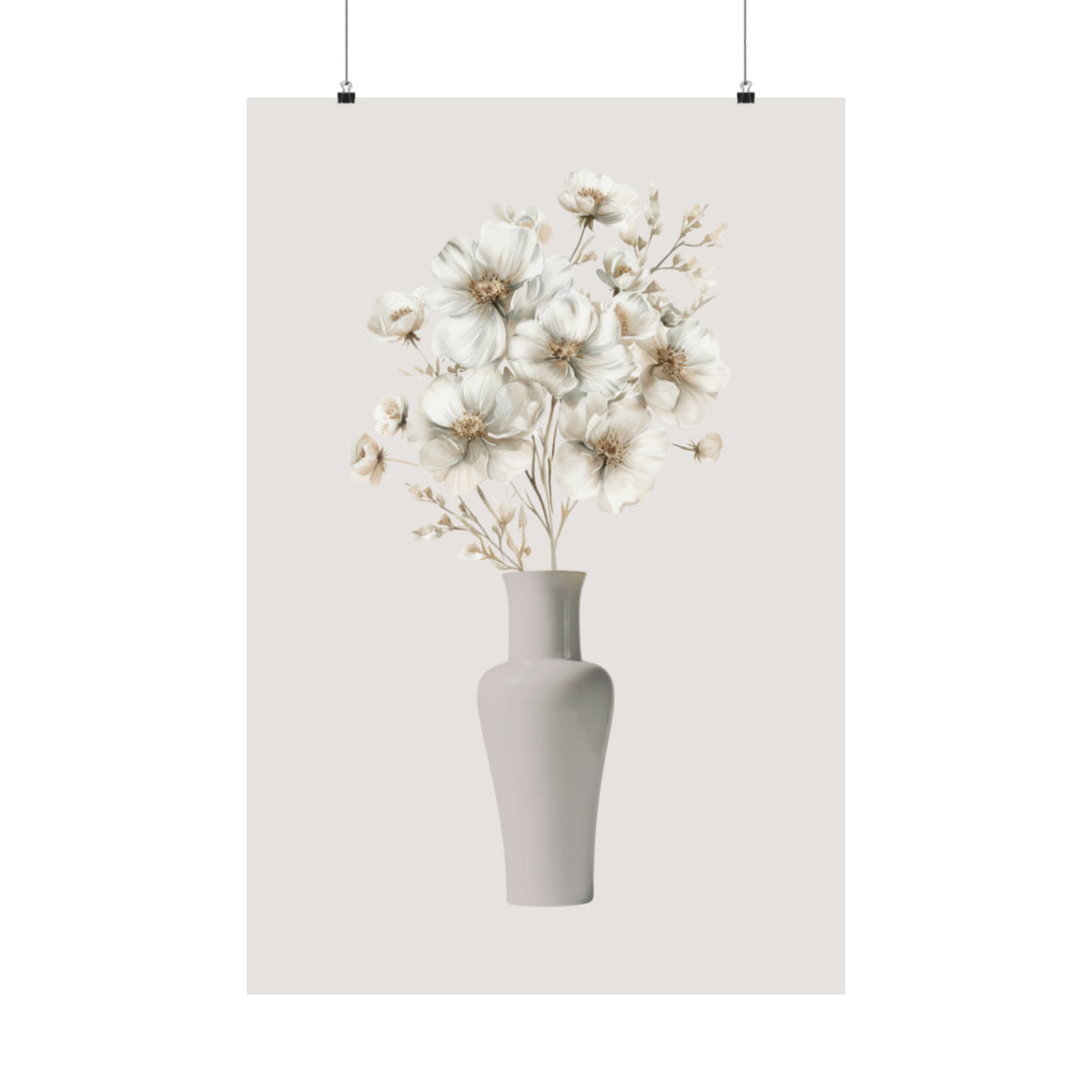 White Rustic Flower Wall Art