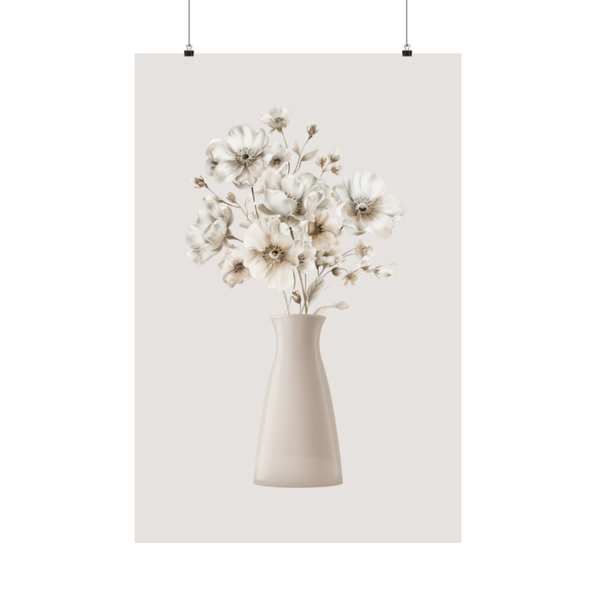 White Rustic Flower Wall Art