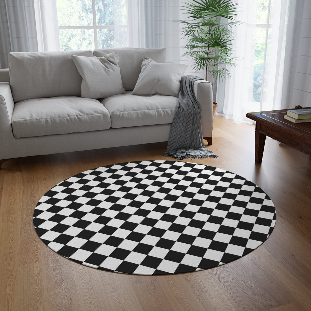 Black Checkered Rug