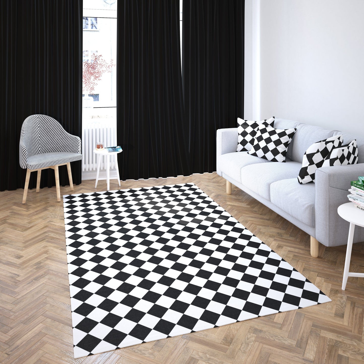 Black Checkered Rug