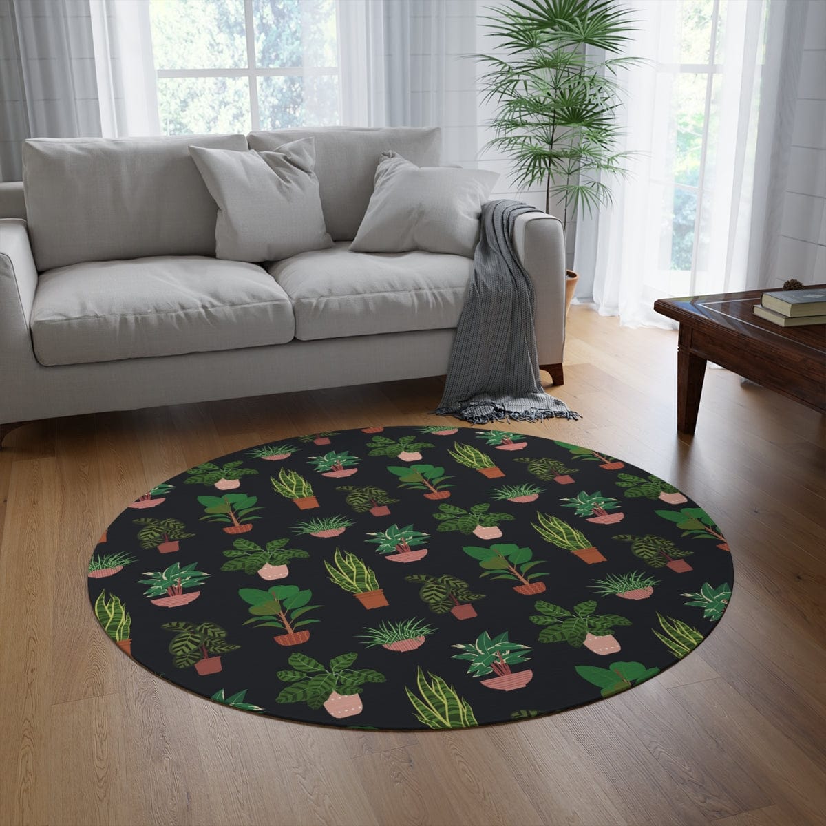 Black Plant Rug