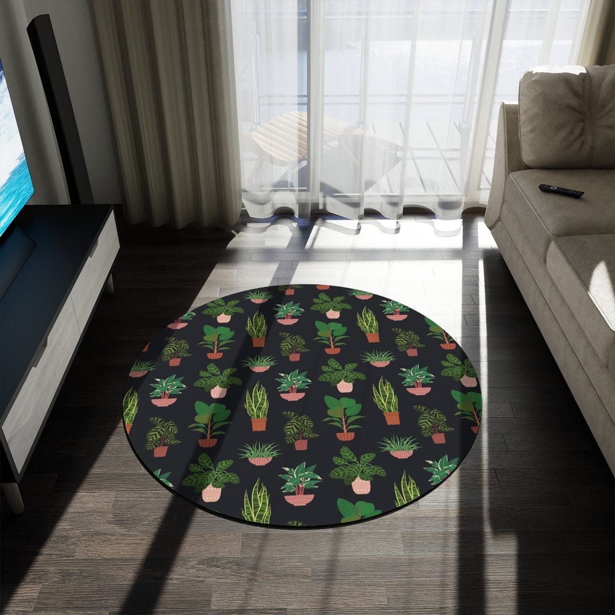 Black Plant Rug