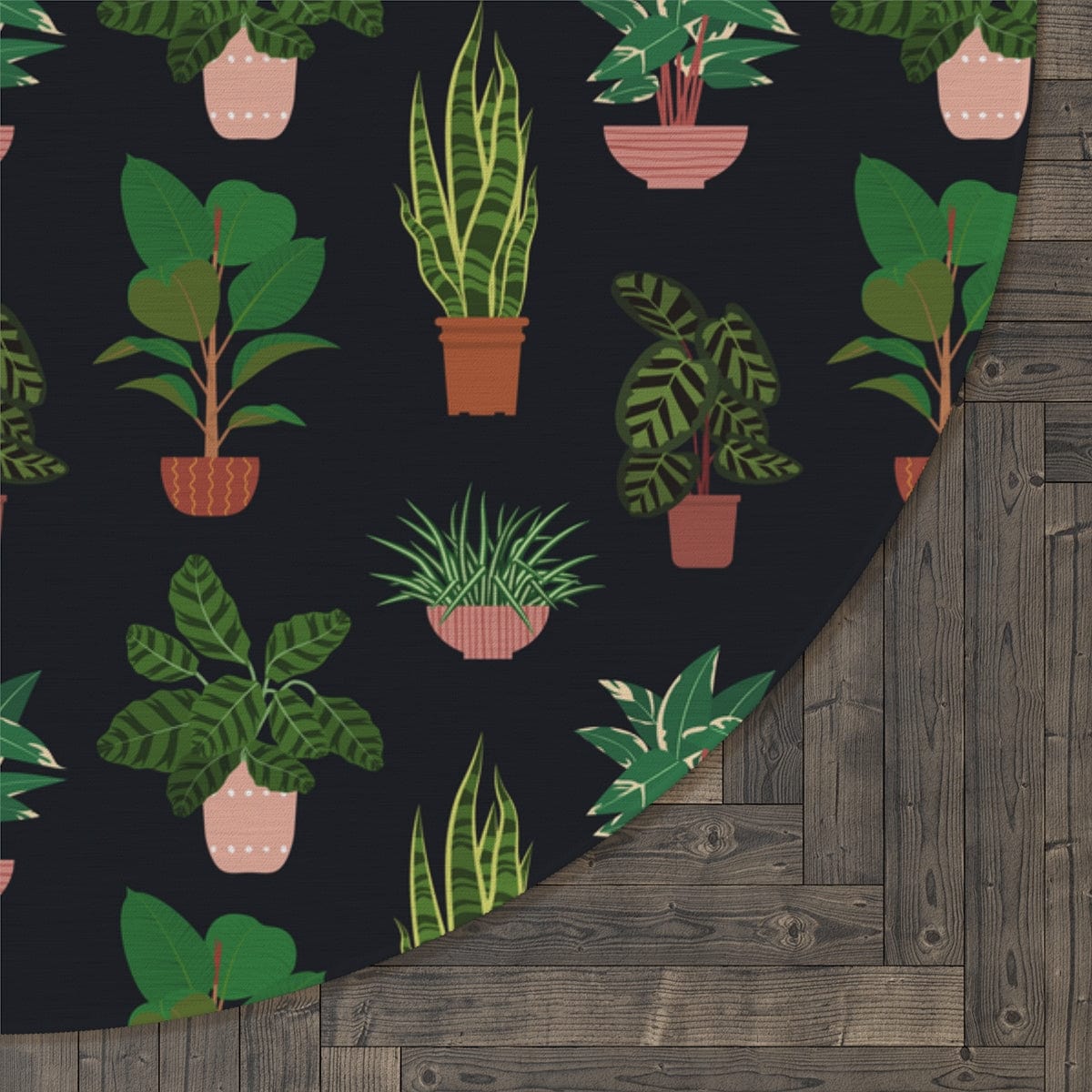 Black Plant Rug