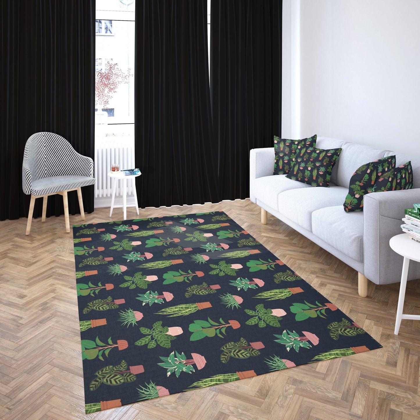 Black Plant Rug