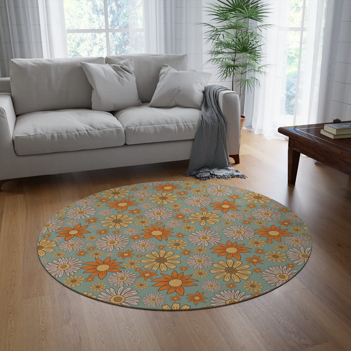 Blue Floral Hippie Rug