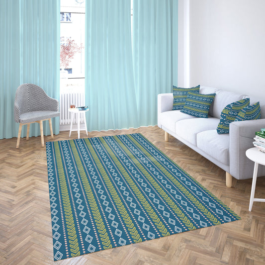 Green Blue Geometric Rug