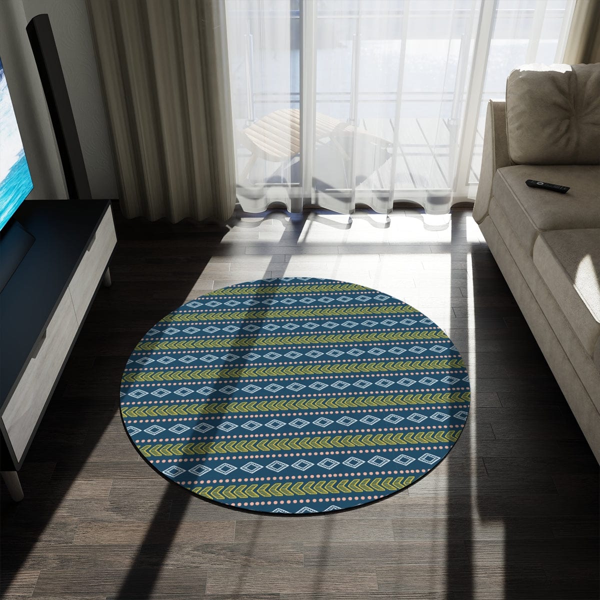 Green Blue Geometric Rug