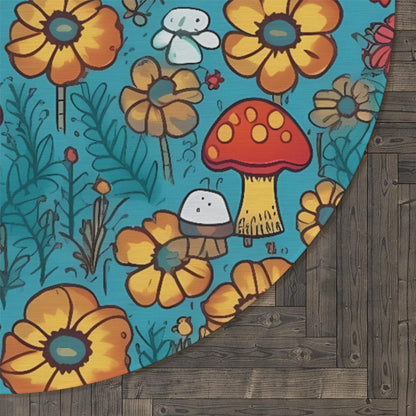 Colorful Mushroom Flower Rug