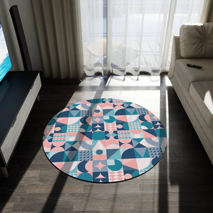 Blue and Pink Geometric Rug