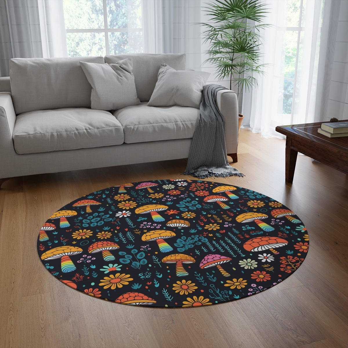 Colorful Mushroom Rug